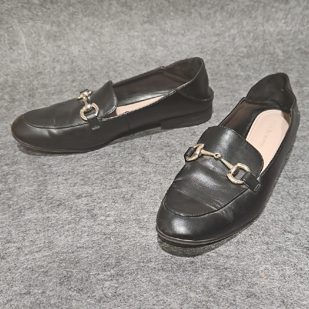 BCBGeneration Zeldi Loafer 9.5 9.5M Black Convertible Mule Gold Hardware Flat